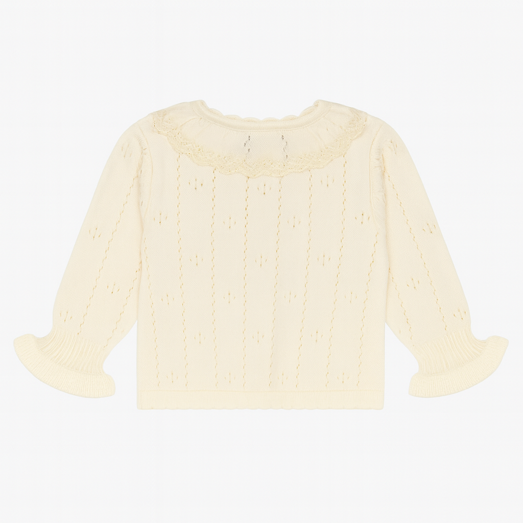 Knitted Baby Sweater - Vanilla Bow
