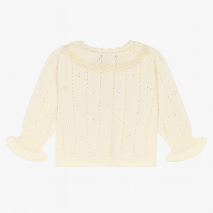 Knitted Baby Sweater - Vanilla Bow
