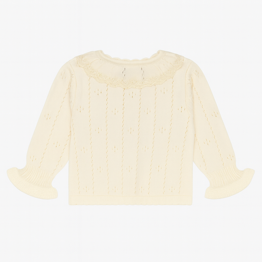 Knitted Baby Sweater - Vanilla Bow