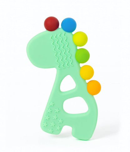 Silicone Rainbow Dino Teether - (Green)