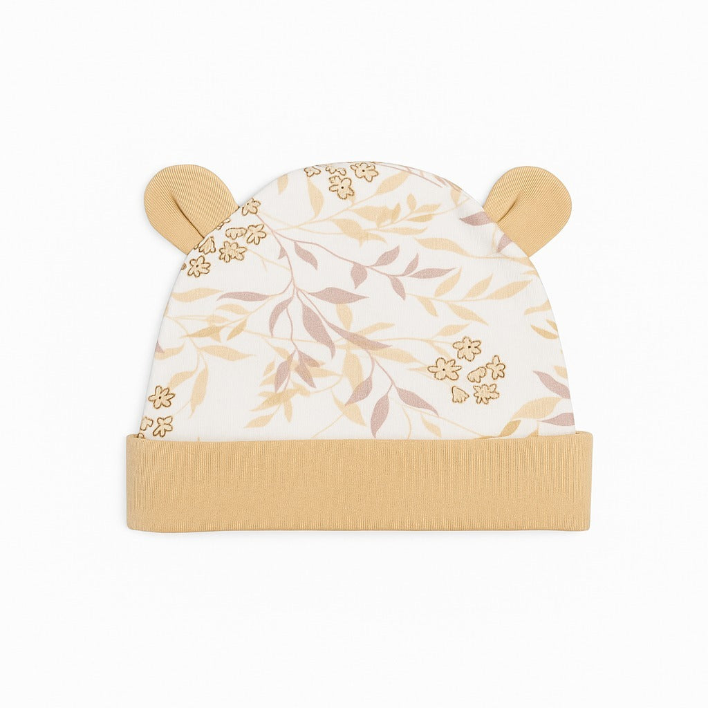 Beanie With Teddy Ears - Leafy Meadow
