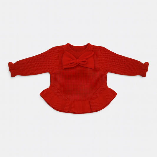 Ruby Red Knitted Top, Pants & Beret Set