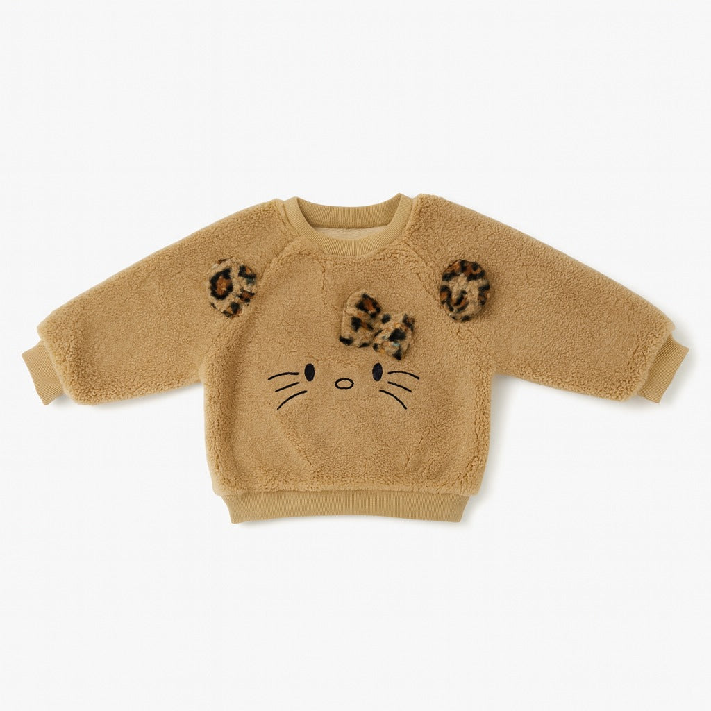 Faux Fur Sweatshirt - Cocoa Meow