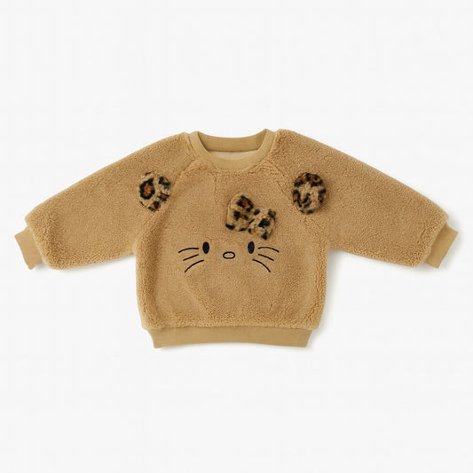 Faux Fur Sweatshirt - Cocoa Meow