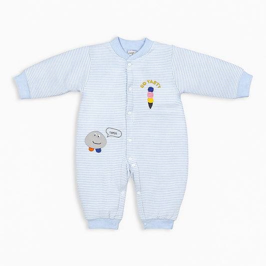 Romper With Snap Buttons - Pastel Blue Stripes