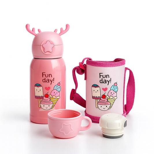 Stainless Steel Insulated Hot & Cold Sipper With Protective Cover 500ml - Cupcake Carnival