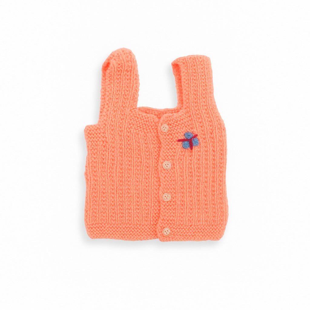 Woolen Vest Square Neck - Sunset Apricot