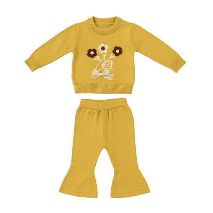 Embroidered Knit Co-ord Set - Sunny Blossom