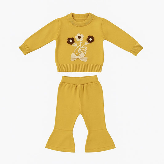 Embroidered Knit Co-Ord Set - Sunny Blossom