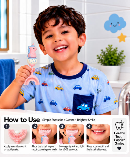 U-Shaped Toothbrush - Twinkle Unicorn With Pink Handle