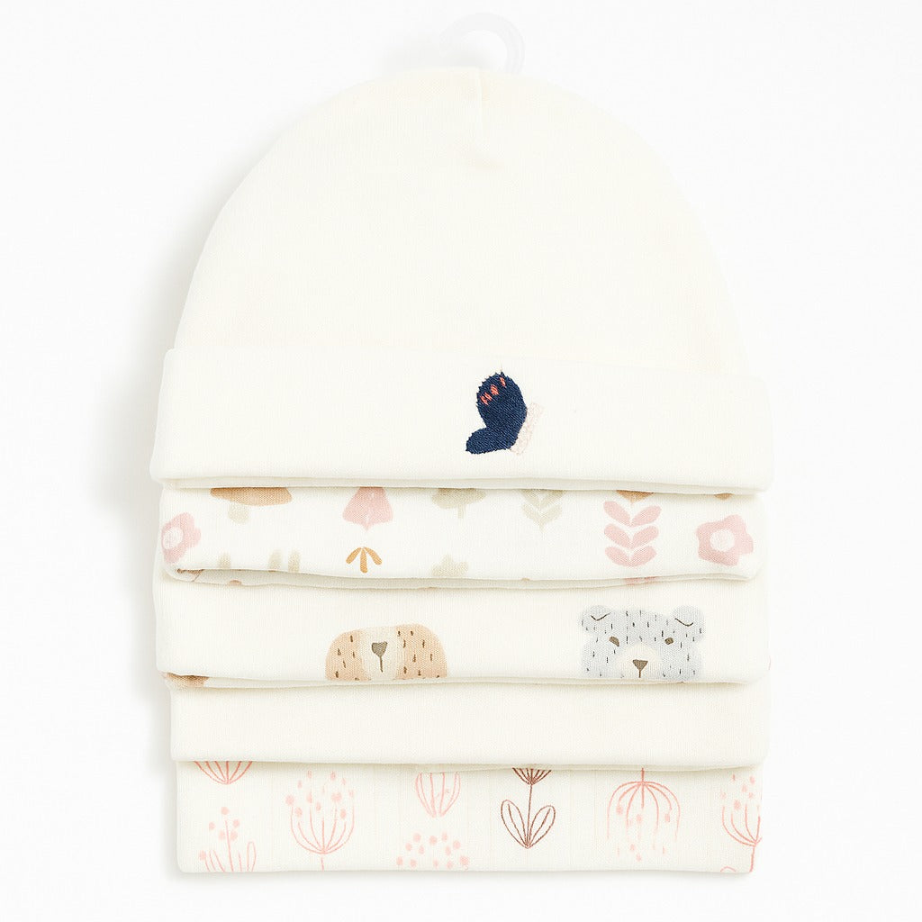 Unisex Baby Beanies Set of 5 - Tiny Chirpy