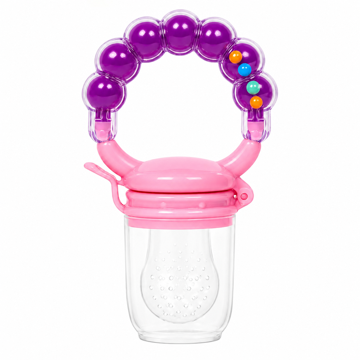 Silicone Fruit Nibbler - Pink Bubble Handle