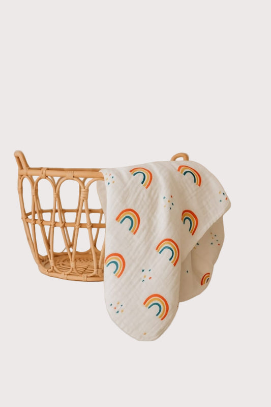 Organic Cotton Muslin Blanket - Rainbow Dreams