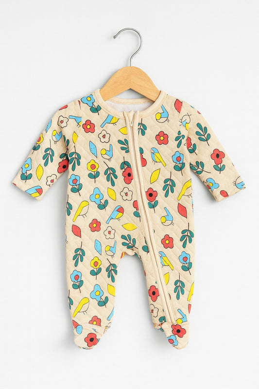 Quilted Sleepsuit - Little Garden