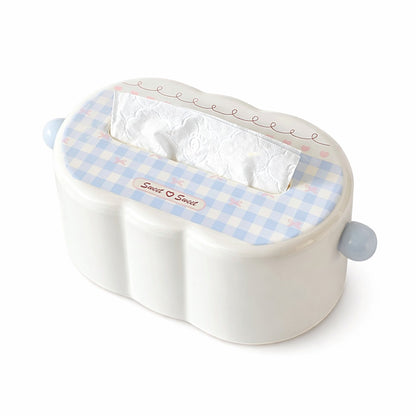 Decorative Baby Wipes & Tissue Storage Box - Bluebell Checks