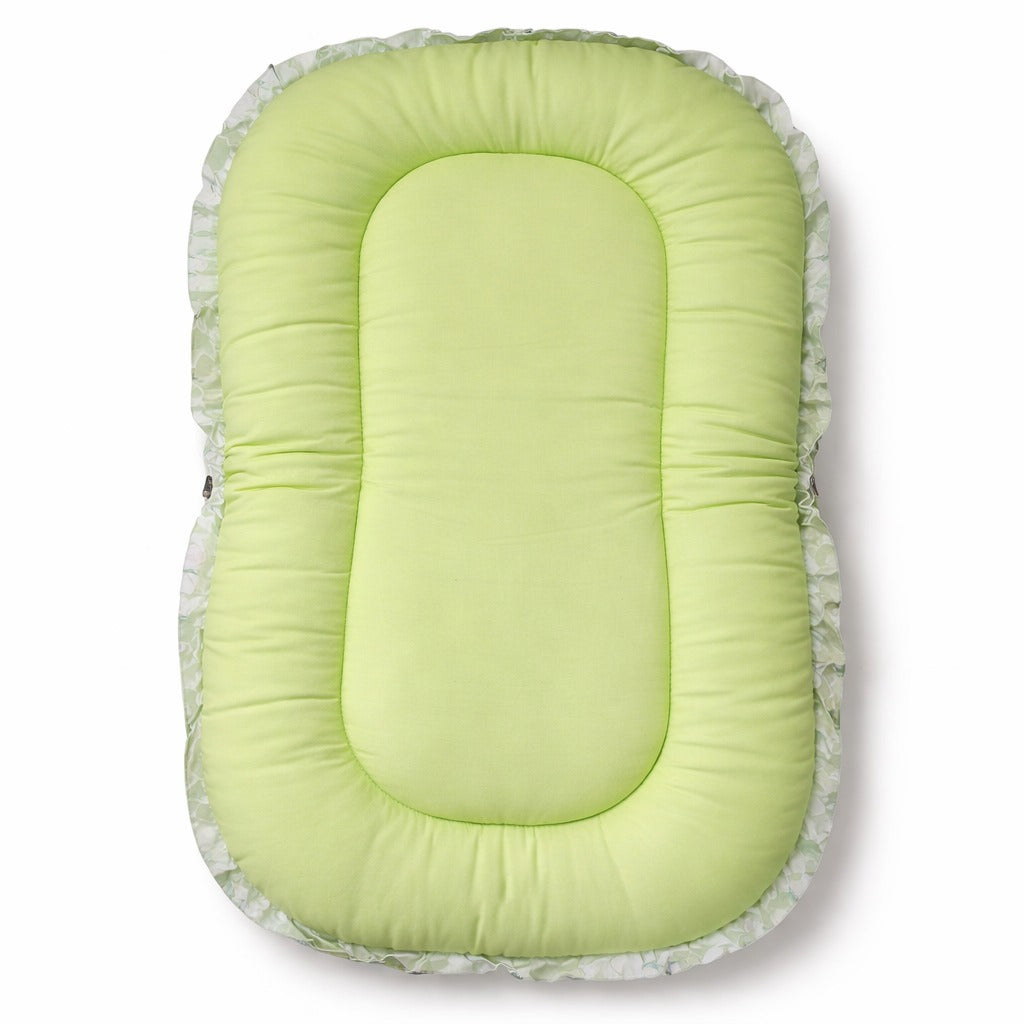Baby Bedding Set With Mosquito Net & Head Support Pillow - Minty Orchard