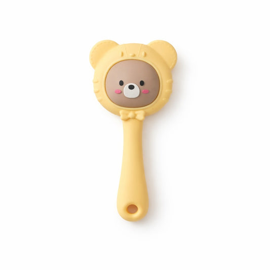 Silicone Teddy Rattle Teether - Butter Yellow