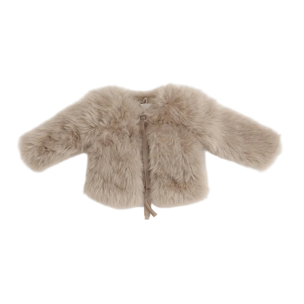 Fluffy Fur Jacket - Mocha Haze