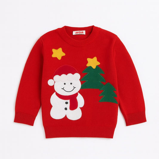 Knitted Christmas Sweater - Cherry Snowman