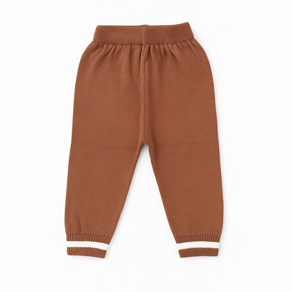 Knitted Sweater Pant Co-ord Set with Button - Brownie Bear