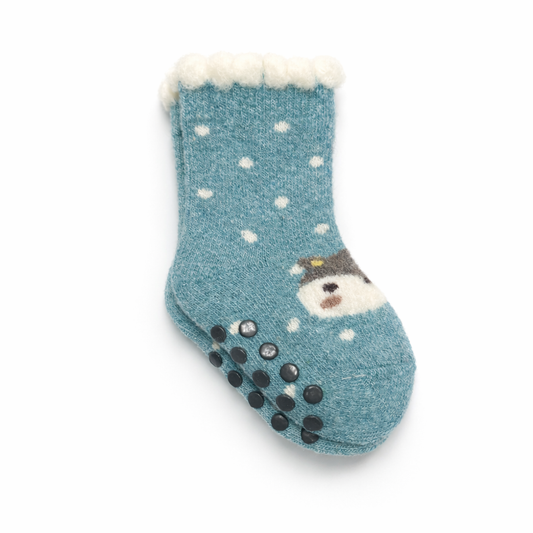 Woolen Antiskid Socks - Aqua Blue
