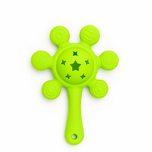 Silicone Flower Rattle Teether  - Zesty Green
