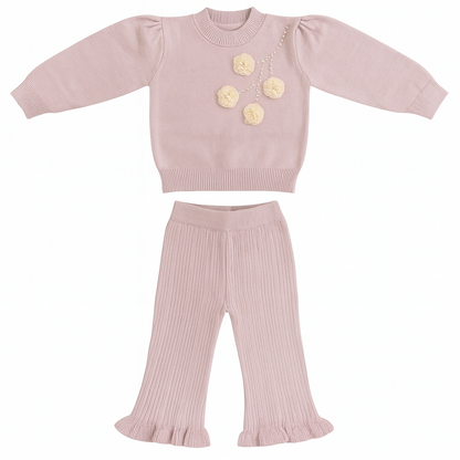 Knitted Top & Pant Co-ord Set - Lilac Pearl