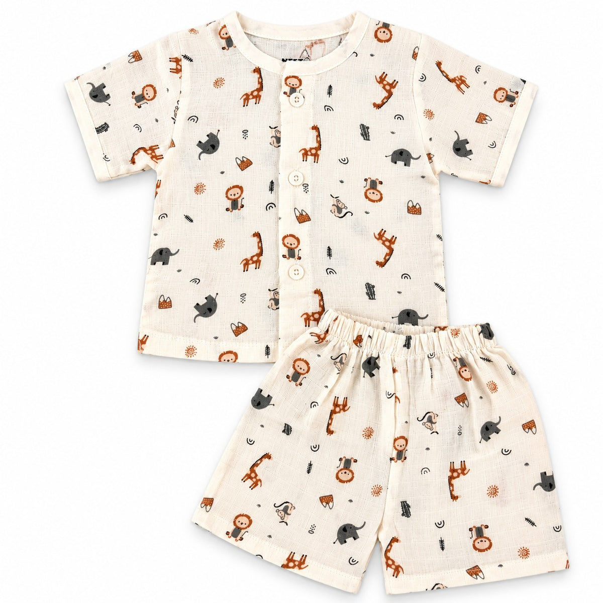 Half Sleeves Jhabla Set - Organic Cotton Muslin -  Jolly Animals