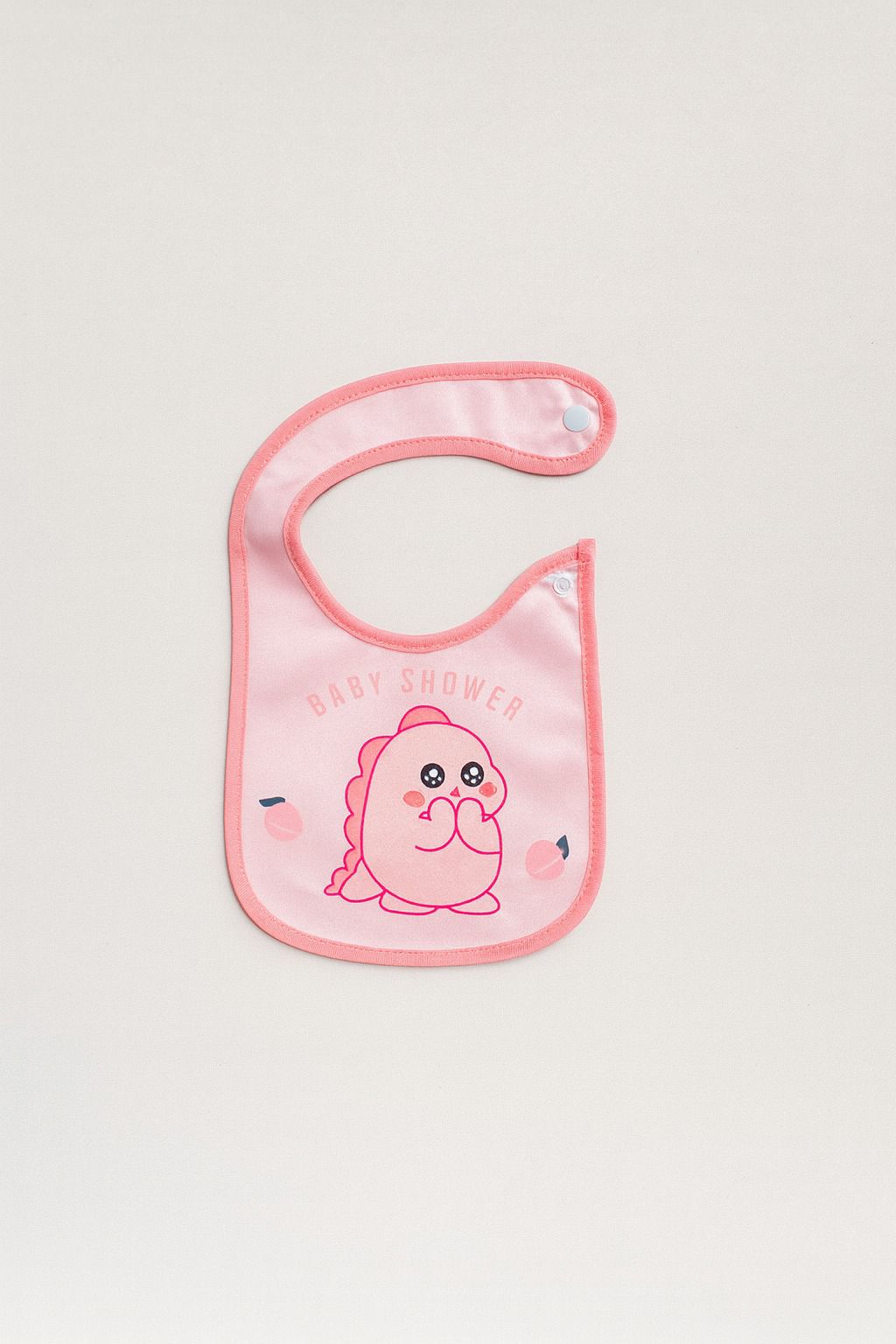 Waterproof Feeding Bibs with Snap Button Closure - Pink Dino