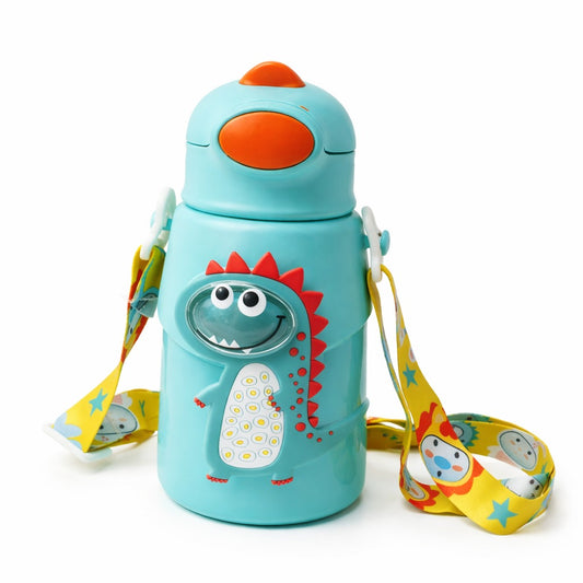 Stainless Steel Insulated Hot & Cold Sipper With Protective Cover 500ml - Smiley Dino