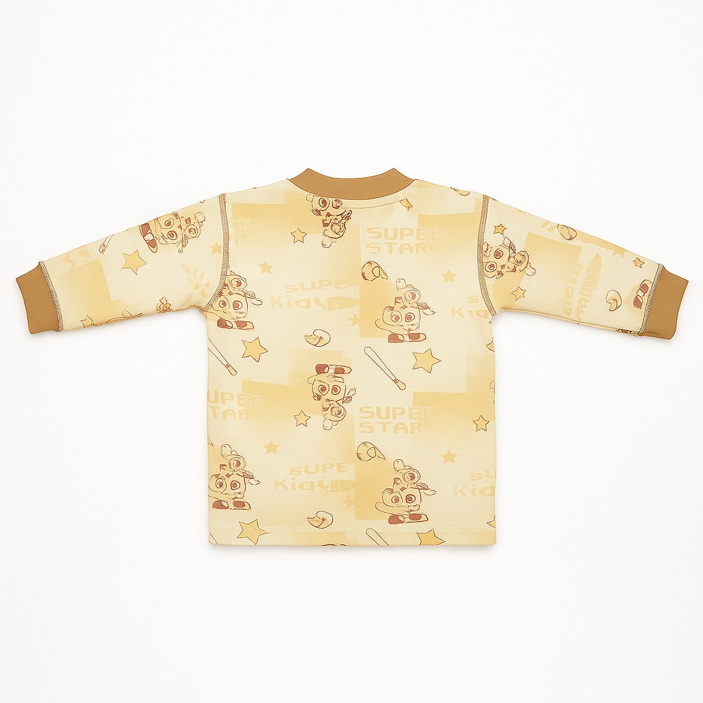 Full Sleeves Tshirt & Jogger Co-ord Set - Beige Sporty Bot