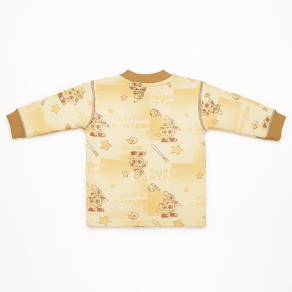 Full Sleeves Tshirt & Jogger Co-ord Set - Beige Sporty Bot