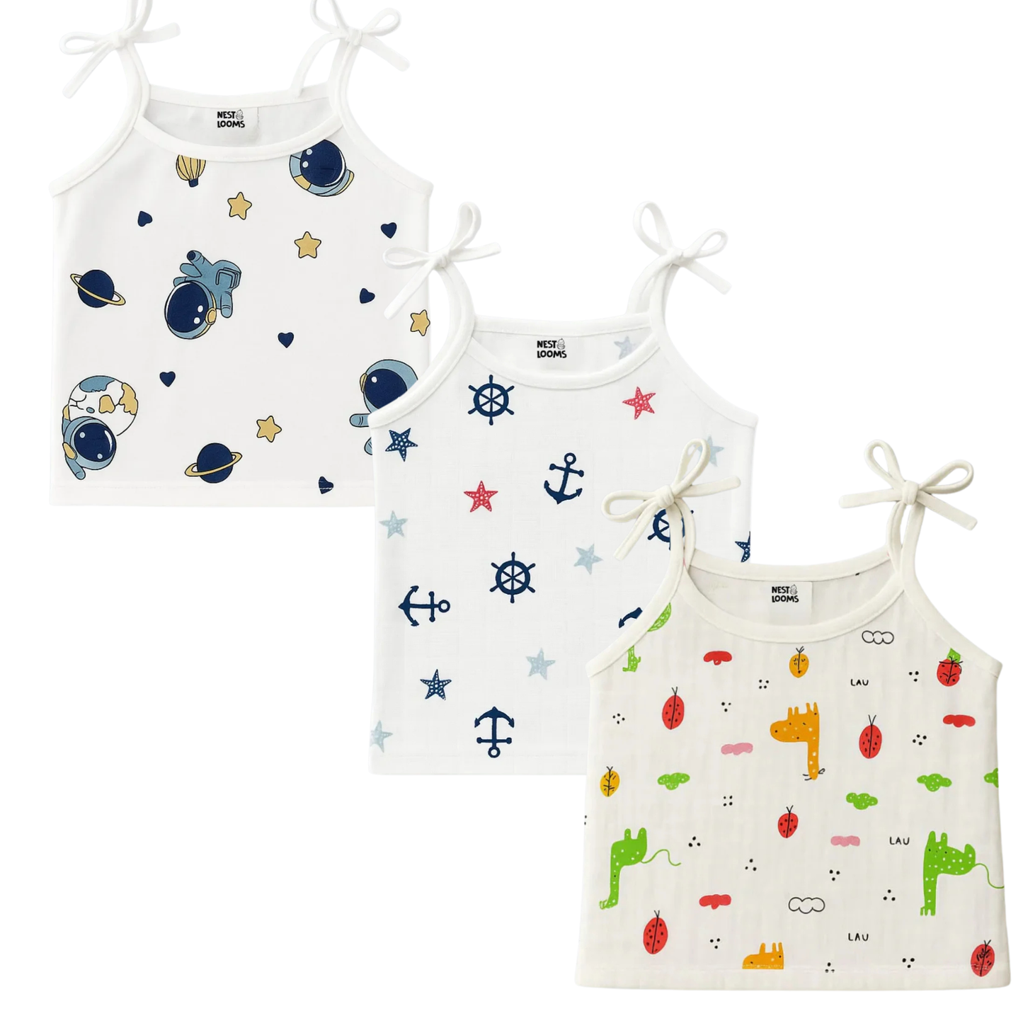 Dori Jhabla- Organic Cotton Muslin- Combo of 3 (galaxy woof, sailor star, giraffe safari)