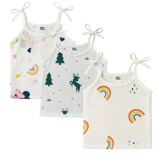 Dori Jhabla- Organic Cotton Muslin-Combo of 3 (mickey love, christmas wonderland, rainbow dreams)