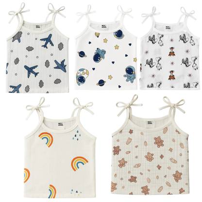 Dori Jhabla- Organic Cotton Muslin- Combo of 5 (aeroplane rides, galaxy woofs, jungle buddies, bear snuggle, rainbow dreams)