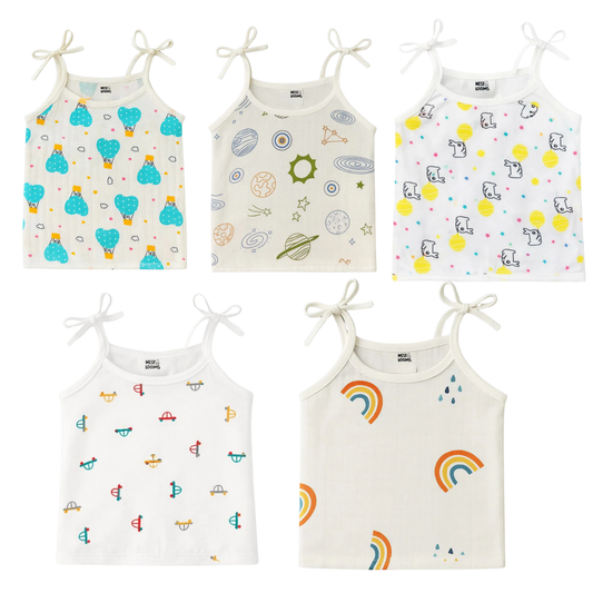 Dori Jhabla- Organic Cotton Muslin- Combo of 5 (cloud ride, galaxy dreams, sunny bunny, tiny wheels, rainbow dreams)