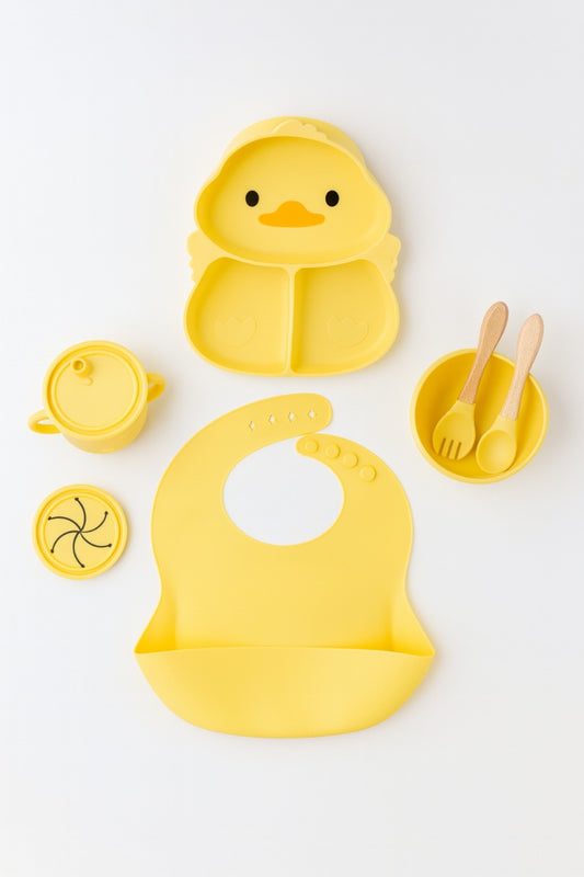 8 pcs Silicone Feeding Set - Yellow Duck