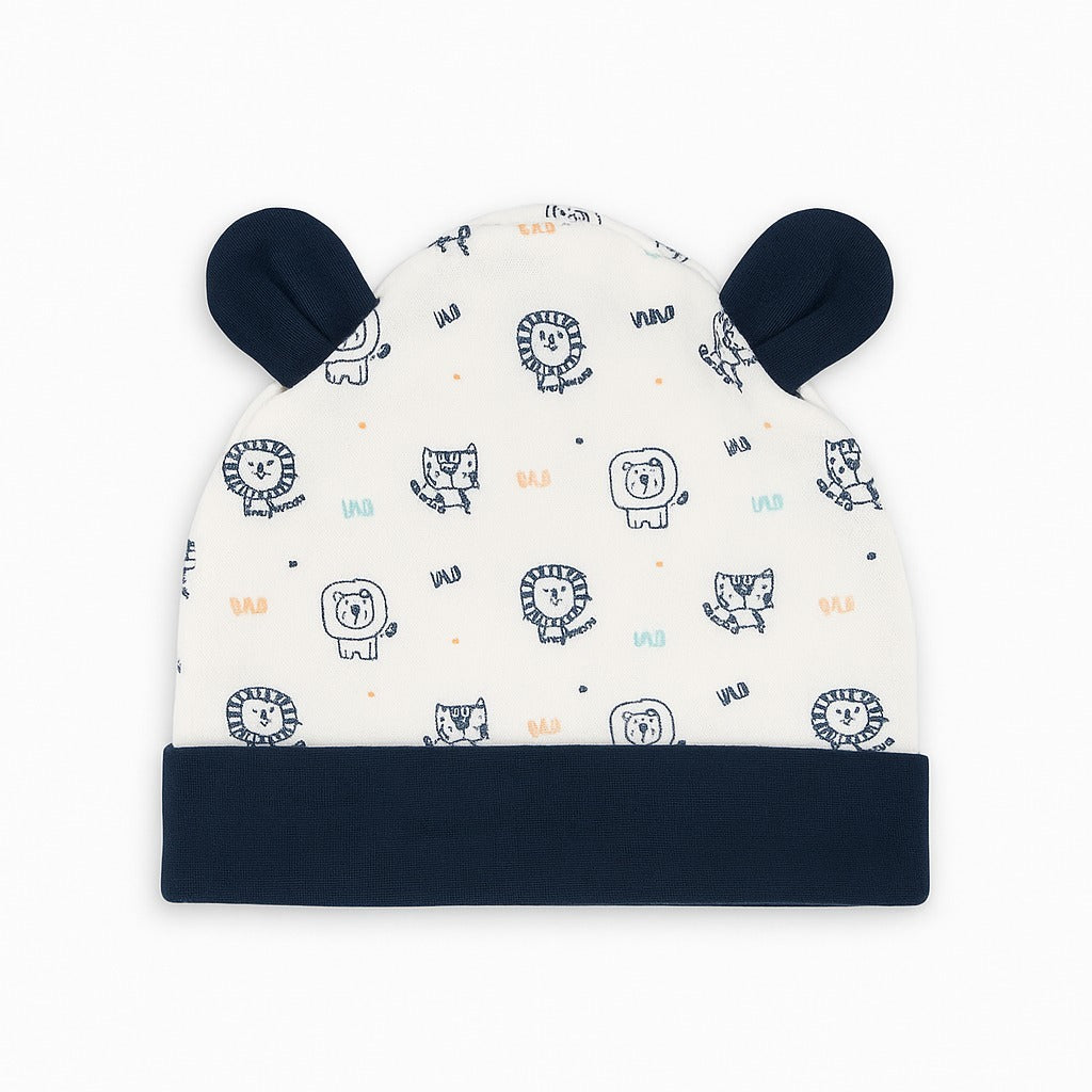 Beanie With Teddy Ears - Roar & Purr