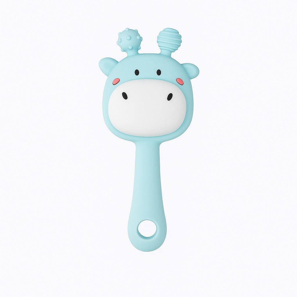 Giggly Giraffe Rattle Teether - Cotton Blue