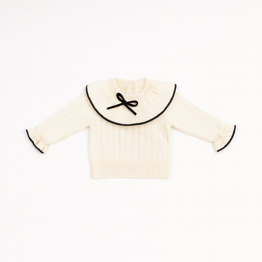 Knitted Ruffle Top & Pant Co-ord Set - Vanilla Whispers