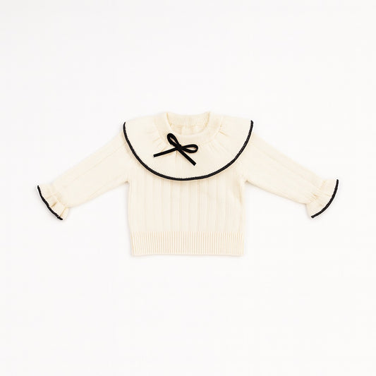 Knitted Ruffle Top & Pant Co-ord Set - Vanilla Whispers