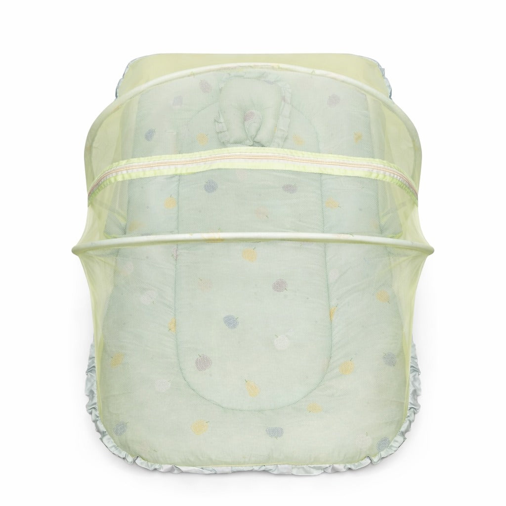 Baby Bedding Set With Mosquito Net & Head Support Pillow - Minty Orchard