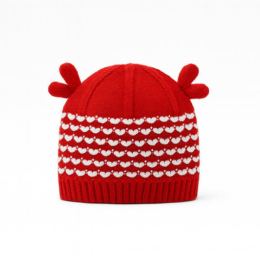 Woolen Hornie Beanie - Cherry Whirl