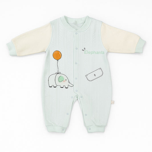 Romper With Snap Buttons - Mint Trunk