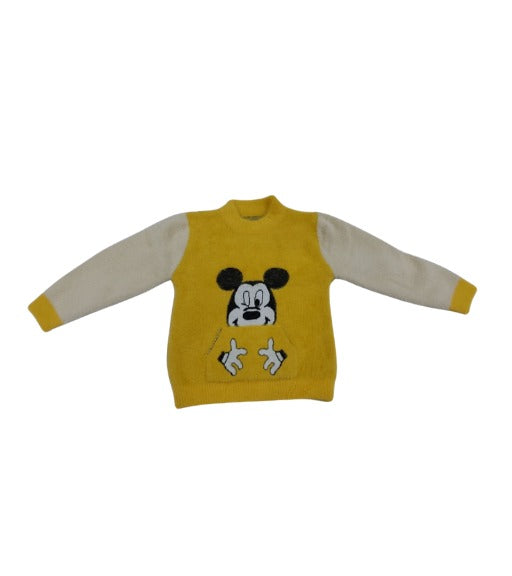 Knitted Baby Sweater  - Sunny Mickey