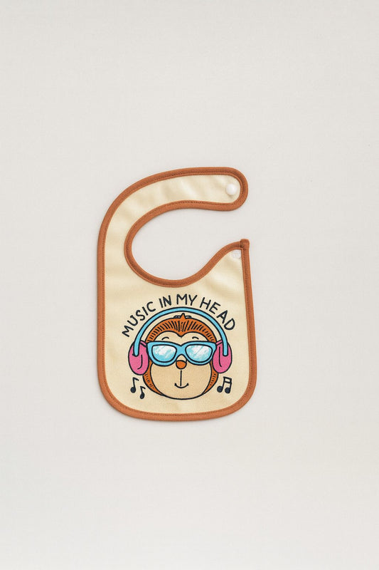 Waterproof Feeding Bibs with Snap Button Closure - Monkey Tunes