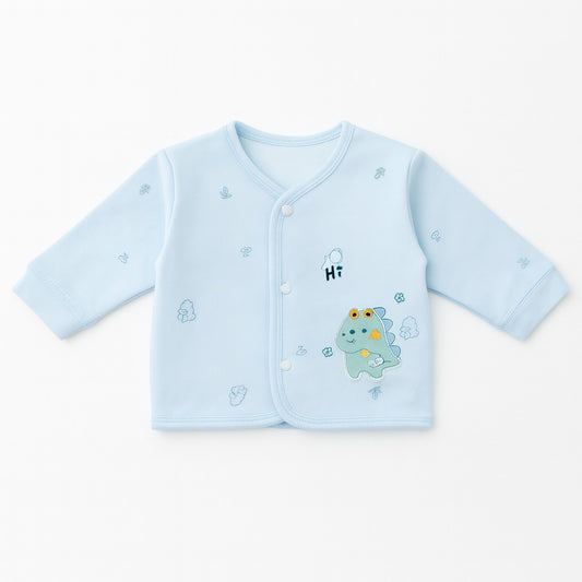 Full Sleeves Baby Top & Pajama Set - Blue Dino