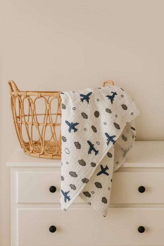 Organic Cotton Muslin Blanket - Sky Journey