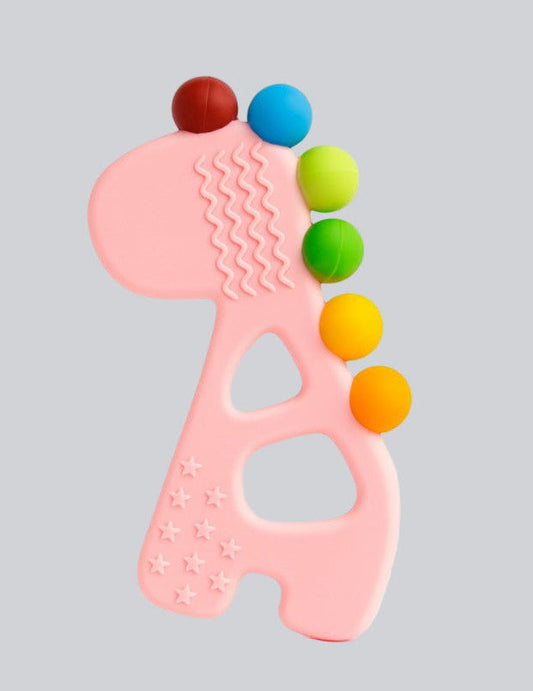 Silicone Rainbow Dino Teether - Pink