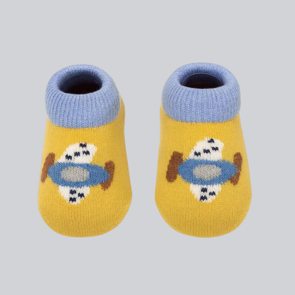 Woolen Anti-Skid Booties  - Pack of 3 Mix Print